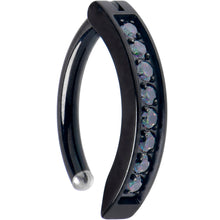 Load image into Gallery viewer, 14G 3/8  Black Implant Grade Titanium CZ Paved Hinged Hoop Belly Ring
