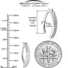 Load image into Gallery viewer, 14G 1/2 Implant Grade Titanium CZ Paved Hinged Hoop Belly Ring
