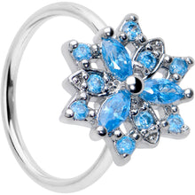 Load image into Gallery viewer, 20G 5/16 Blue CZ Gem Snowflake Style Nose Hoop
