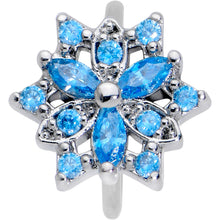 Load image into Gallery viewer, 20G 5/16 Blue CZ Gem Snowflake Style Nose Hoop
