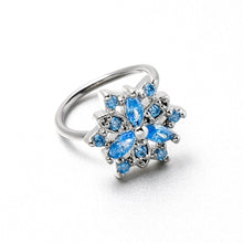 Load image into Gallery viewer, 20G 5/16 Blue CZ Gem Snowflake Style Nose Hoop
