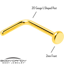 将图片加载到图库查看器，20G 1/4 Gold Tone ASTM F-136 Implant Grade Titanium 2mm Disc L Shape Nose Ring

