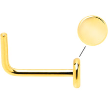 Load image into Gallery viewer, 20G 1/4 Gold Tone ASTM F-136 Implant Grade Titanium 3mm Disc L Shape Nose Ring
