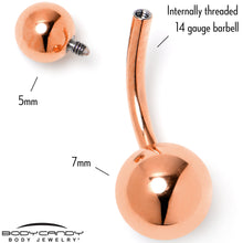 Load image into Gallery viewer, Rose Gold Tone ASTM F-136 Implant Grade Titanium Internally Threaded Belly Ring
