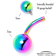 Load image into Gallery viewer, Rainbow ASTM F-136 Implant Grade Titanium Internally Threaded Belly Ring

