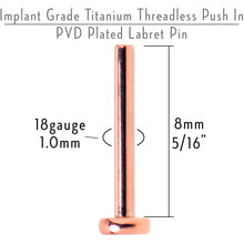 Load image into Gallery viewer, 18G 5/16 Rosy Tone ASTM F-136 Implant Grade Titanium Threadless Post Only Labret
