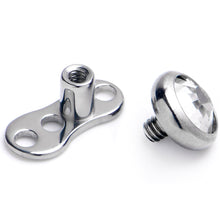 Load image into Gallery viewer, 14G 4mm Gem Bezel Top 3 Hole Dermal Implant Grade Titanium Anchor Base
