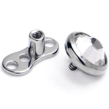 Load image into Gallery viewer, 16G 5mm Gem Bezel Top 3 Hole Dermal Implant Grade Titanium Anchor Base
