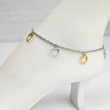 将图片加载到图库查看器，Open Heart Dangle Stainless Steel Ankle Bracelet
