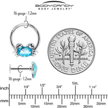 Load image into Gallery viewer, 16G Blue Gem Nautical Labret Segment Ring Ear Curation Set of 5

