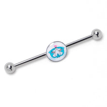 Load image into Gallery viewer, 14G Loving Blue Whales Industrial Barbell 38mm
