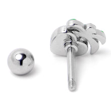 Load image into Gallery viewer, 16G 1/4 Aurora Gem Beach Heart Palm Tree Cartilage Tragus Earring
