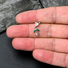 Load image into Gallery viewer, 16G 1/4 Clear CZ Gem Heart And Rose Dangle Cartilage Earring

