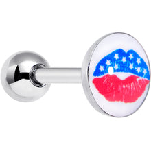 Load image into Gallery viewer, 16G 1/4 Inlay Patriotic Kissy Lips Cartilage Tragus Earring
