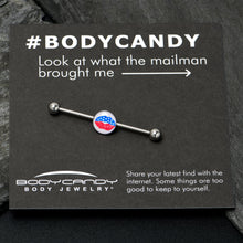 Load image into Gallery viewer, 14G Inlay Patriotic Kissy Lips Industrial Barbell 38mm
