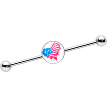 Load image into Gallery viewer, 14G Heart Flag Patriotic Industrial Barbell 38mm
