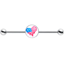 Load image into Gallery viewer, 14G Heart Flag Patriotic Industrial Barbell 38mm
