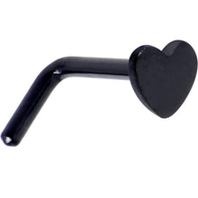 将图片加载到图库查看器，18G 1/4 Black ASTM F-136 Implant Grade Titanium Heart End L Shape Nose Ring
