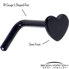 将图片加载到图库查看器，18G 1/4 Black ASTM F-136 Implant Grade Titanium Heart End L Shape Nose Ring
