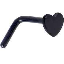 Load image into Gallery viewer, 20G 1/4 Black ASTM F-136 Implant Grade Titanium Heart End L Shape Nose Ring

