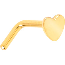Load image into Gallery viewer, 20G 1/4 Gold Tone ASTM F-136 Implant Grade Titanium Heart End L Shape Nose Ring
