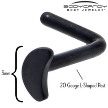 Load image into Gallery viewer, 20G 1/4 Black ASTM F-136 Implant Grade Titanium Moon End L Shape Nose Ring
