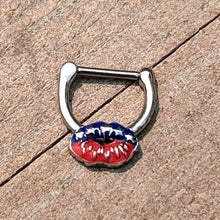 Load image into Gallery viewer, 16G 5/16 Patriotic Kissy Lips Cartilage Clicker
