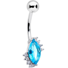 Load image into Gallery viewer, Clear Blue Gem Firey Drop Belly Ring
