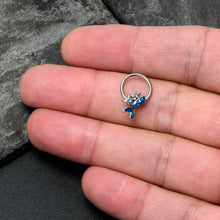 将图片加载到图库查看器，16G 3/8 Blue Gem Blue Mermaid Tail Stars Hinged Segment Ring

