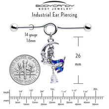 Load image into Gallery viewer, 14G Clear Gem Floral Mermaid Moon Dangle Project Bar 38mm
