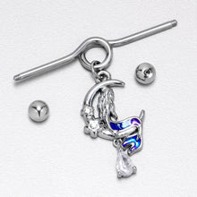 Load image into Gallery viewer, 14G Clear Gem Floral Mermaid Moon Dangle Project Bar 38mm
