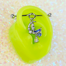Load image into Gallery viewer, 14G Clear Gem Floral Mermaid Moon Dangle Project Bar 38mm
