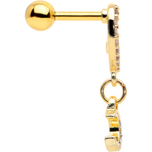 将图片加载到图库查看器，16G 1/4 Clear CZ Gem Gold Tone Heart Moon Dangle Cartilage Earring
