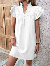 Load image into Gallery viewer, Elegant Ruffled Cap Sleeve Mini Dress Feminine &amp; Flowy Summer Dress
