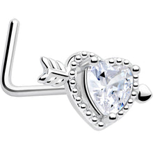 将图片加载到图库查看器，20G 1/4 Clear CZ Gem Fusion of Love L Shape Nose Ring
