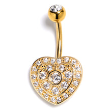 将图片加载到图库查看器，Clear Gem Gold Tone Ultra Luxe Heart Belly Ring
