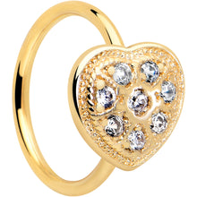 Load image into Gallery viewer, 20G 5/16 Clear Gem Gold Tone Ultra Luxe Heart Nose Hoop
