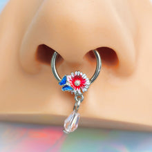 Load image into Gallery viewer, 16G 3/8 Clear Gem Passion Flower Butterfly Hinged Segment Ring
