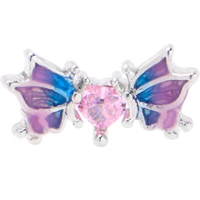 Load image into Gallery viewer, 16G 5/16 Pink CZ Gem Heart Butterfly Labret Monroe Tragus
