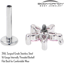 Load image into Gallery viewer, 16G 5/16 Pink CZ Gem Flower Fantastic Internally Threaded Labret
