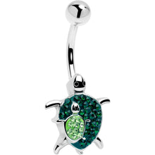 Load image into Gallery viewer, Green Gem Turtle World Belly Ring
