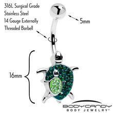 Load image into Gallery viewer, Green Gem Turtle World Belly Ring
