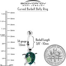 Load image into Gallery viewer, Green Gem Turtle World Belly Ring
