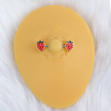 Load image into Gallery viewer, 14G 9/16 Bioplast Delicious Strawberry Barbell Nipple Ring Set
