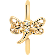 Load image into Gallery viewer, 20G 5/16 Clear Gem Gold Tone Filigree Dragonfly Nose Hoop
