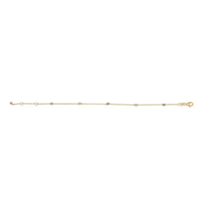 将图片加载到图库查看器，14K Yellow Gold Alternating Green Emerald and Diamond Bezel Station Chain Bracelet - Size 7.5 inch
