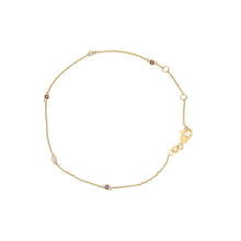 将图片加载到图库查看器，14K Yellow Gold Alternating Red Ruby and White Diamond Bezel Station Chain Bracelet (I-J Color, SI2-I1 Clarity) - 7.5" Inches
