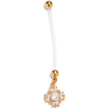 Load image into Gallery viewer, Clear Gem Bioplast Golden Glamour Dangle PTFE Pregnancy Belly Ring
