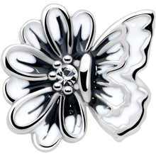 Load image into Gallery viewer, 20G 1/4 Clear CZ Gem Butterfly Blossom White L Shape Nose Ring
