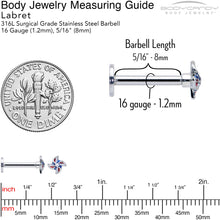 Load image into Gallery viewer, 16G 5/16 Patriotic Pinwheel Labret Monroe Tragus
